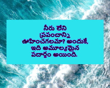 Water is a precious substance and importance in Telugu
